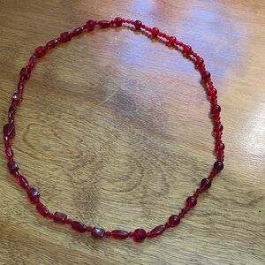 Vibrant Vintage Red Beaded Necklace